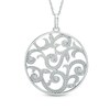 Thumbnail Image 1 of 1/8 CT. T.W. Diamond Vine Scroll Circle Pendant in Sterling Silver