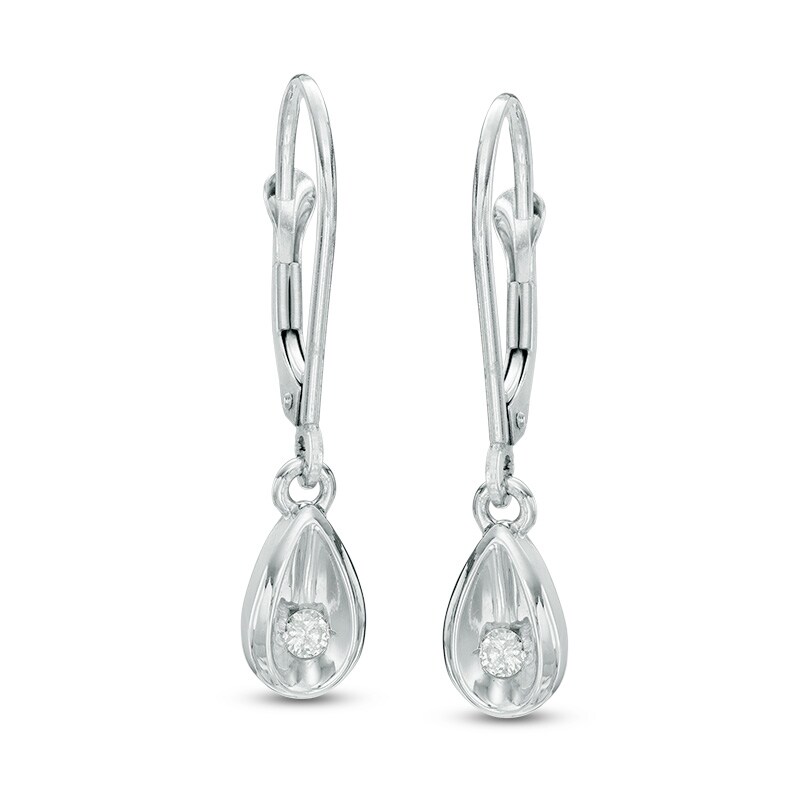 1/10 CT. T.W. Diamond Solitaire Teardrop Earrings in Sterling Silver