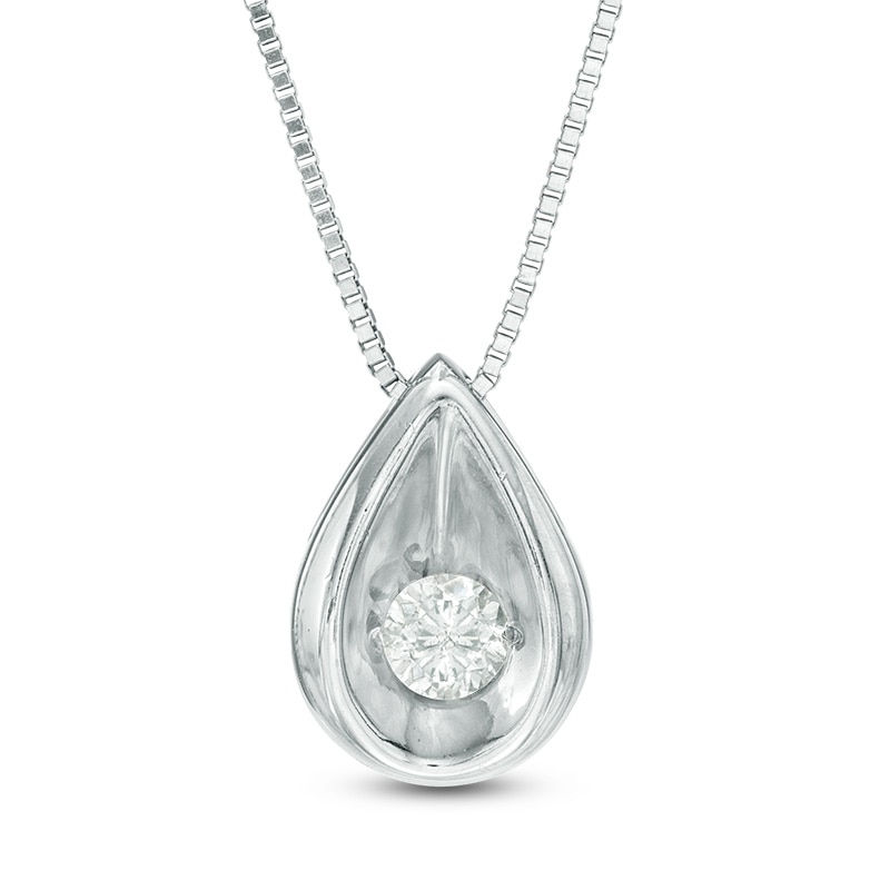 1/10 CT. Diamond Solitaire Teardrop Pendant in Sterling Silver Zales