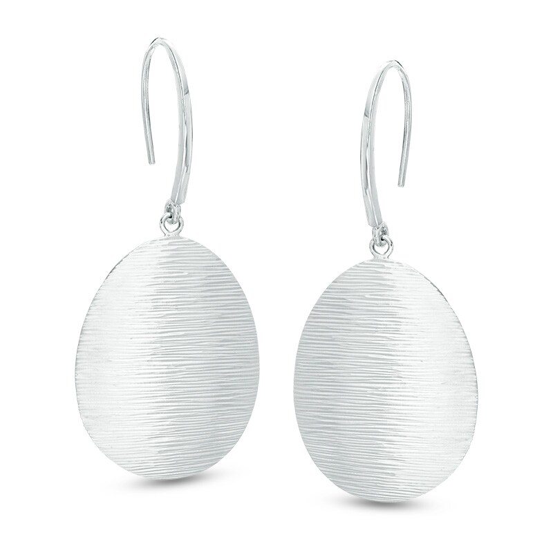 Textured Oval Drop Earrings in Sterling Silver