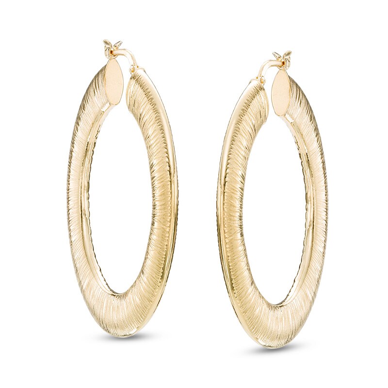 Textured Oval Hoop Earrings in Sterling Silver with 14K Gold Plate