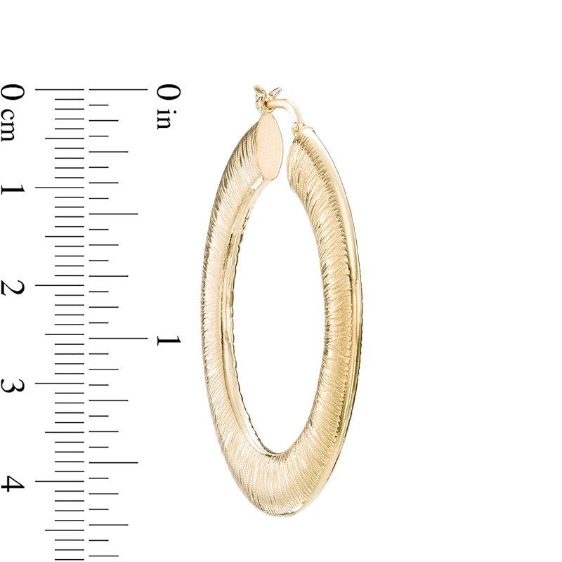 Textured Oval Hoop Earrings in Sterling Silver with 14K Gold Plate