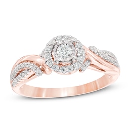 1/3 CT. T.W. Diamond Frame Bypass Engagement Ring in 10K Rose Gold