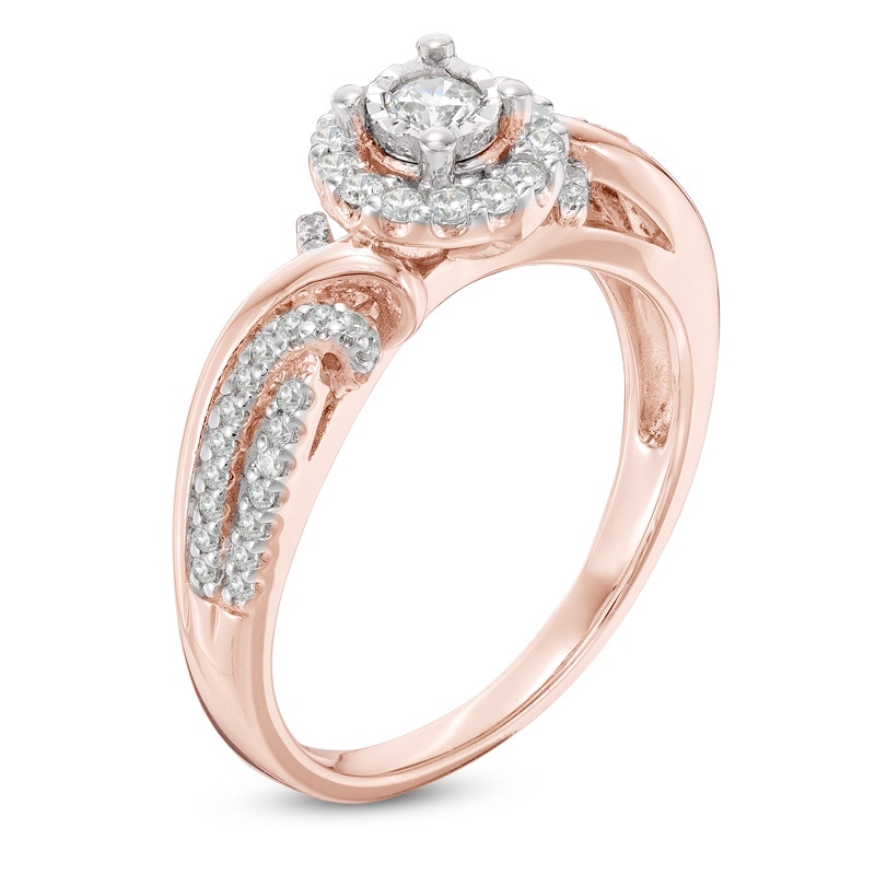 1/3 CT. T.W. Diamond Frame Bypass Engagement Ring in 10K Rose Gold