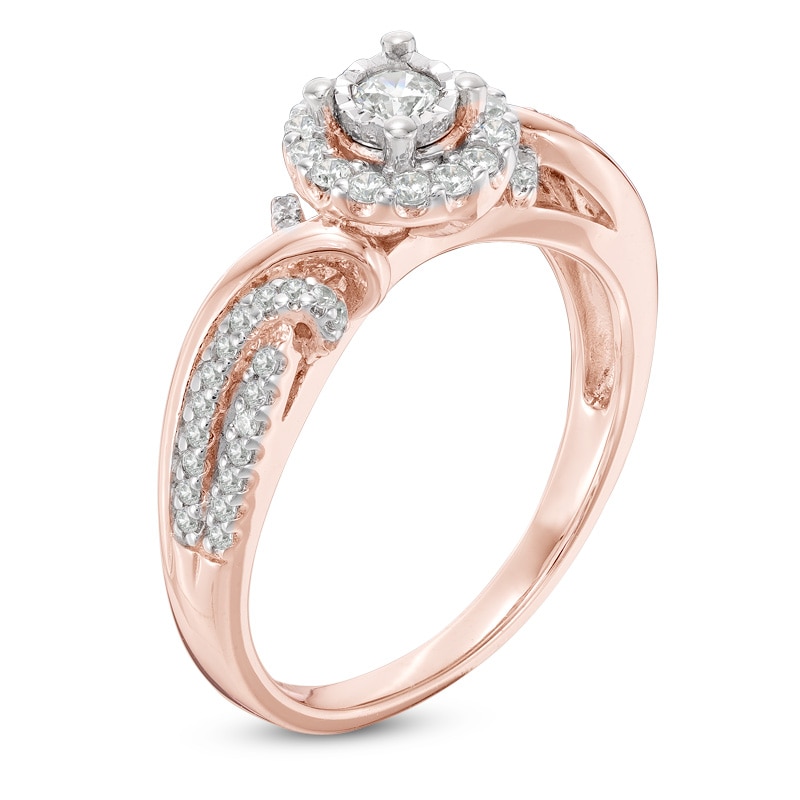 Main Image 2 of 1/3 CT. T.W. Diamond Frame Bypass Engagement Ring in 10K Rose Gold