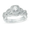 Thumbnail Image 1 of 3/4 CT. T.W. Diamond Square Frame Vintage-Style Bridal Set in 10K White Gold