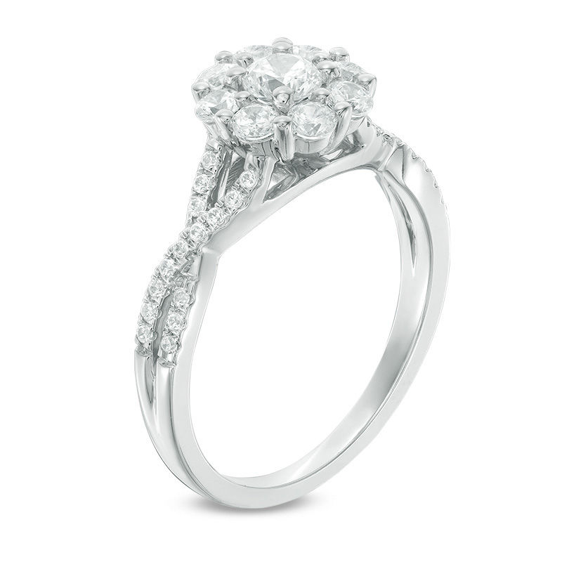 1 CT. T.W. Certified Canadian Diamond Frame Engagement Ring in 14K White Gold (I/I2)