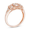 Thumbnail Image 2 of Oval Morganite and Diamond Accent Three Stone with Tri-Sides Ring in 10K Rose Gold