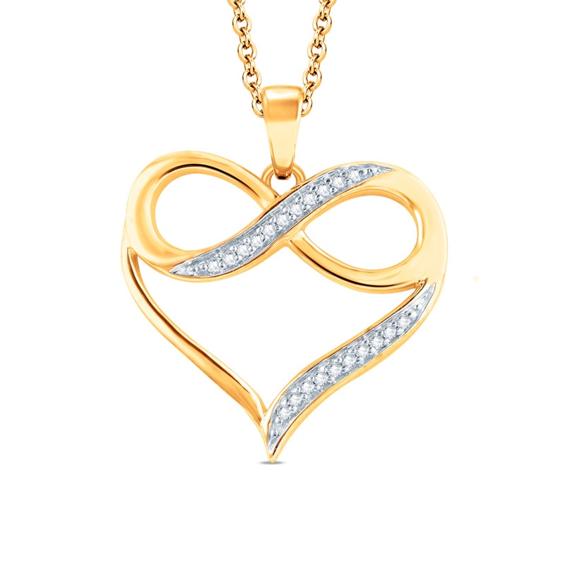 Main Image 1 of 1/20 CT. T.W. Diamond Heart with Infinity Pendant in 10K Gold