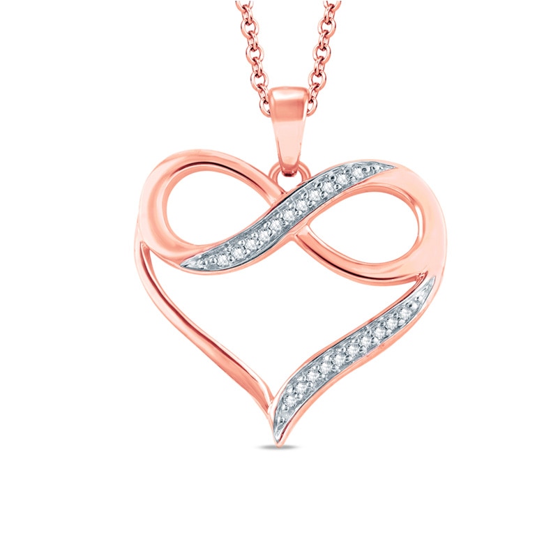 1/20 CT. T.W. Diamond Heart with Infinity Pendant in 10K Rose Gold