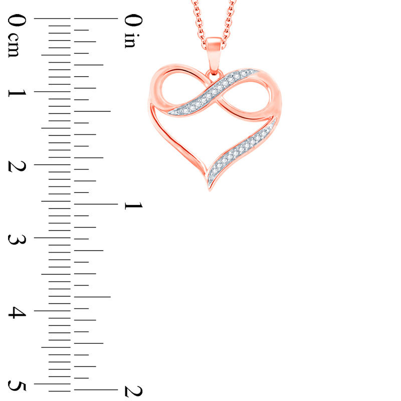 Main Image 2 of 1/20 CT. T.W. Diamond Heart with Infinity Pendant in 10K Rose Gold