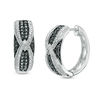 Thumbnail Image 1 of Enhanced Black and White Diamond Accent Beaded Hoop Earrings in Sterling Silver