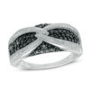 Thumbnail Image 1 of Enhanced Black and White Diamond Accent Beaded Ring in Sterling Silver
