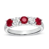 Thumbnail Image 0 of Ruby and 1/3 CT. T.W. Diamond Five Stone Band in 14K White Gold