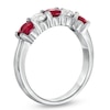 Thumbnail Image 1 of Ruby and 1/3 CT. T.W. Diamond Five Stone Band in 14K White Gold