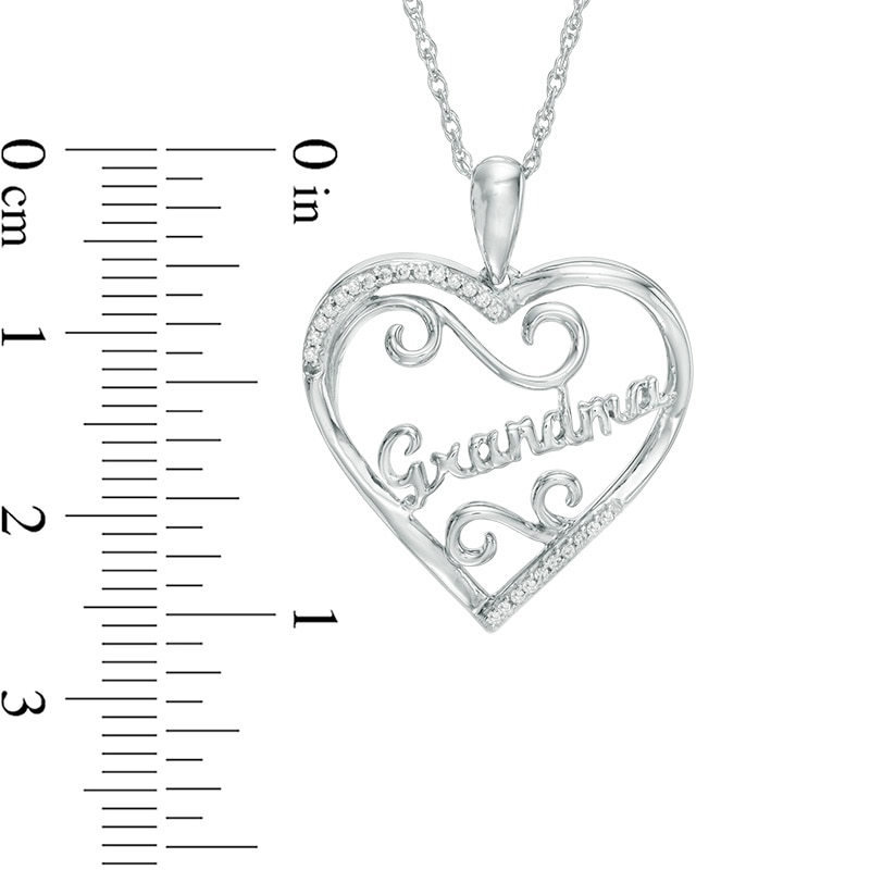 Main Image 2 of 1/15 CT. T.W. Diamond "Grandma" Heart Pendant in Sterling Silver