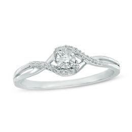 Diamond Accent Woven Promise Ring in 10K White Gold