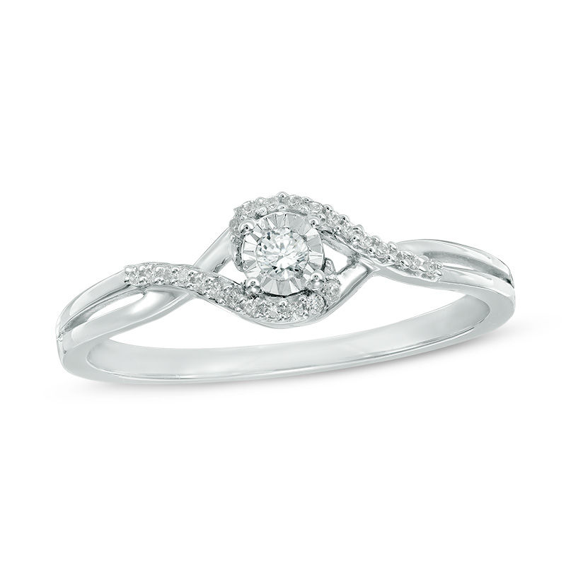 Main Image 1 of Diamond Accent Woven Promise Ring in 10K White Gold