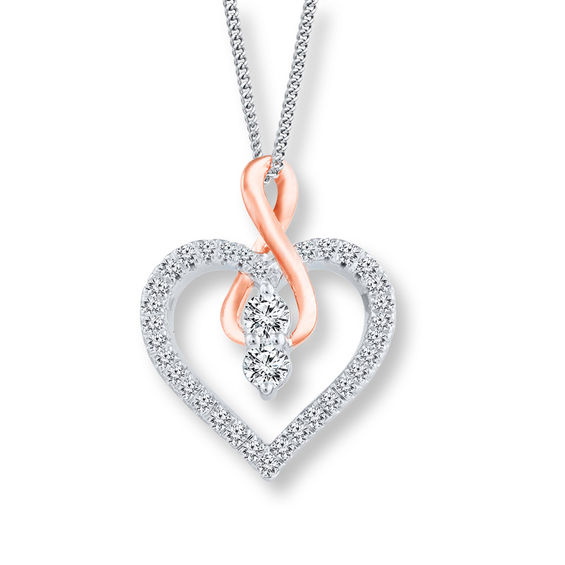 ◆STONEHENgE◆ Love Duet 14K Necklace SA25A72T StoneHenge 14K Necklace F0164 Love Duet Rose Gold Cubic