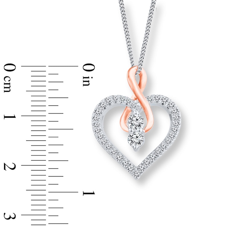 Ever Us® 1/4 CT. T.W. Two-Stone Diamond Heart with Infinity Pendant in 14K Two-Tone Gold - 19"