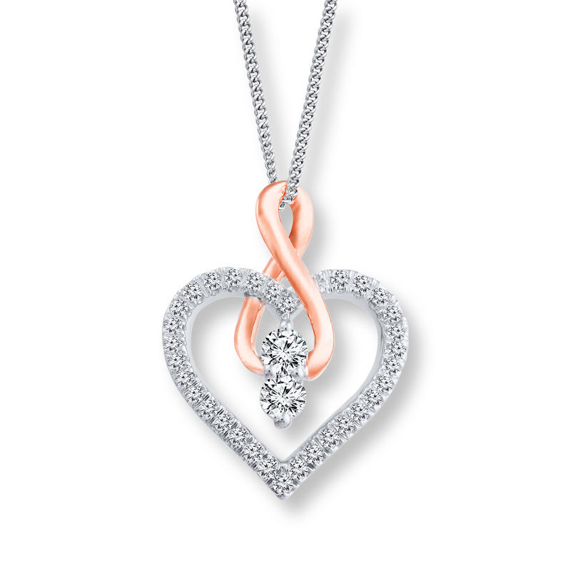 Main Image 1 of Ever Us® 1/2 CT. T.W. Diamond Heart with Infinity Pendant in 14K Two-Tone Gold - 19.0"