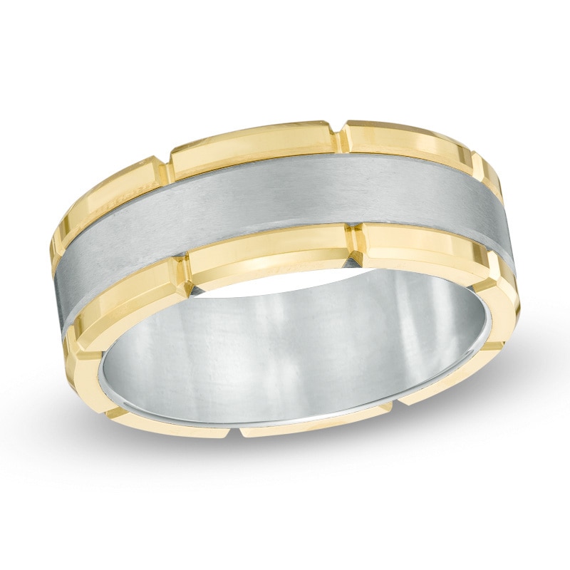 Men's 8.0mm Comfort Fit Two-Tone Tungsten Wedding Band - Size 10