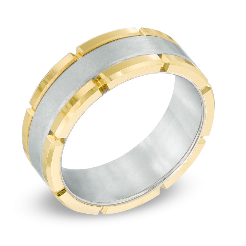 Men's 8.0mm Comfort Fit Two-Tone Tungsten Wedding Band - Size 10