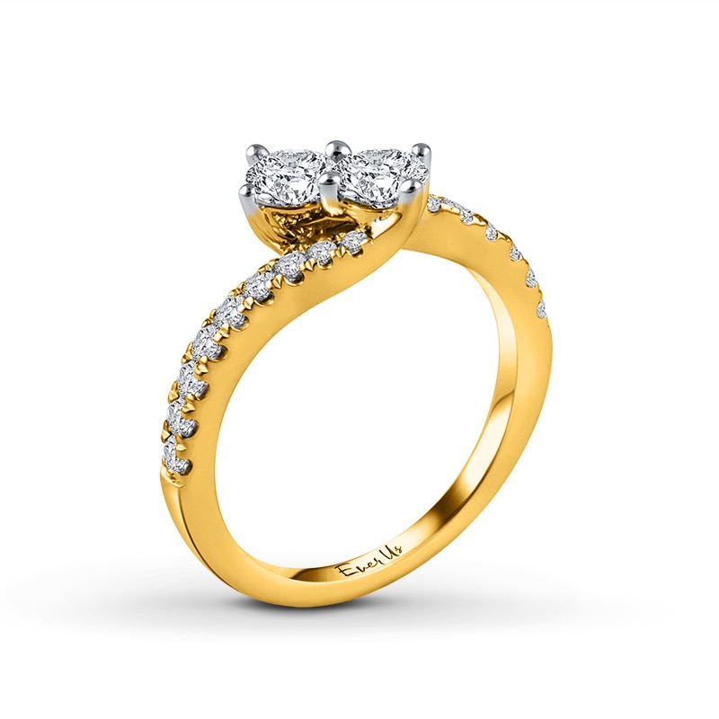 Ever Us® 1 CT. T.W. Two-Stone Diamond Bypass Ring in 14K Gold