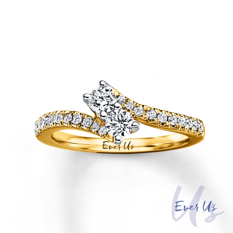 Ever Us™ 1/2 CT. T.W. Two-Stone Diamond Bypass Ring in 14K Gold