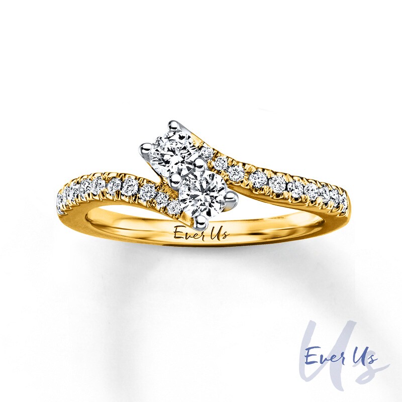 Main Image 1 of Ever Us™ 1 CT. T.W. Two-Stone Diamond Bypass Ring in 14K Gold