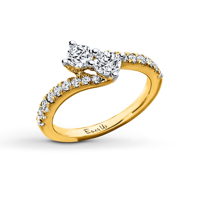 Ever Us™ 1 CT. T.W. Two-Stone Diamond Bypass Ring in 14K Gold