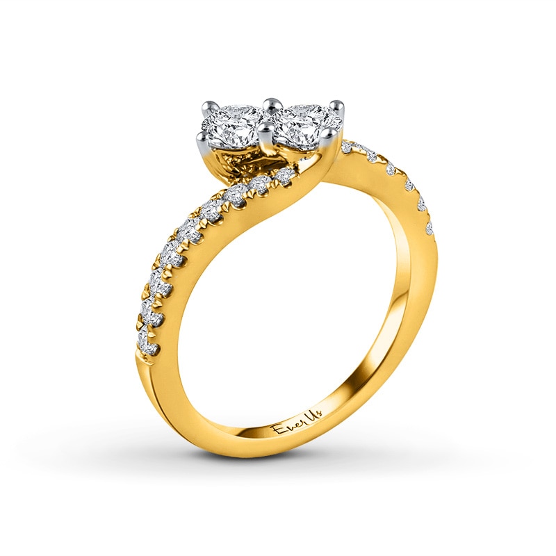 Ever Us™ 1 CT. T.W. Two-Stone Diamond Bypass Ring in 14K Gold