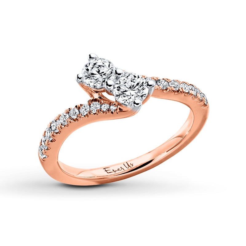 Ever Us™ 3/4 CT. T.W. Two-Stone Diamond Bypass Ring in 14K Rose Gold