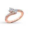 Thumbnail Image 2 of Ever Us™ 1 CT. T.W. Two-Stone Diamond Bypass Ring in 14K Rose Gold