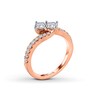 Thumbnail Image 3 of Ever Us™ 1 CT. T.W. Two-Stone Diamond Bypass Ring in 14K Rose Gold