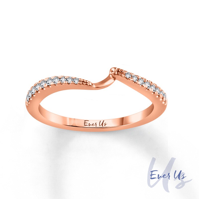 Main Image 1 of Ever Us™ 1/8 CT. T.W. Diamond Contour Band in 14K Rose Gold