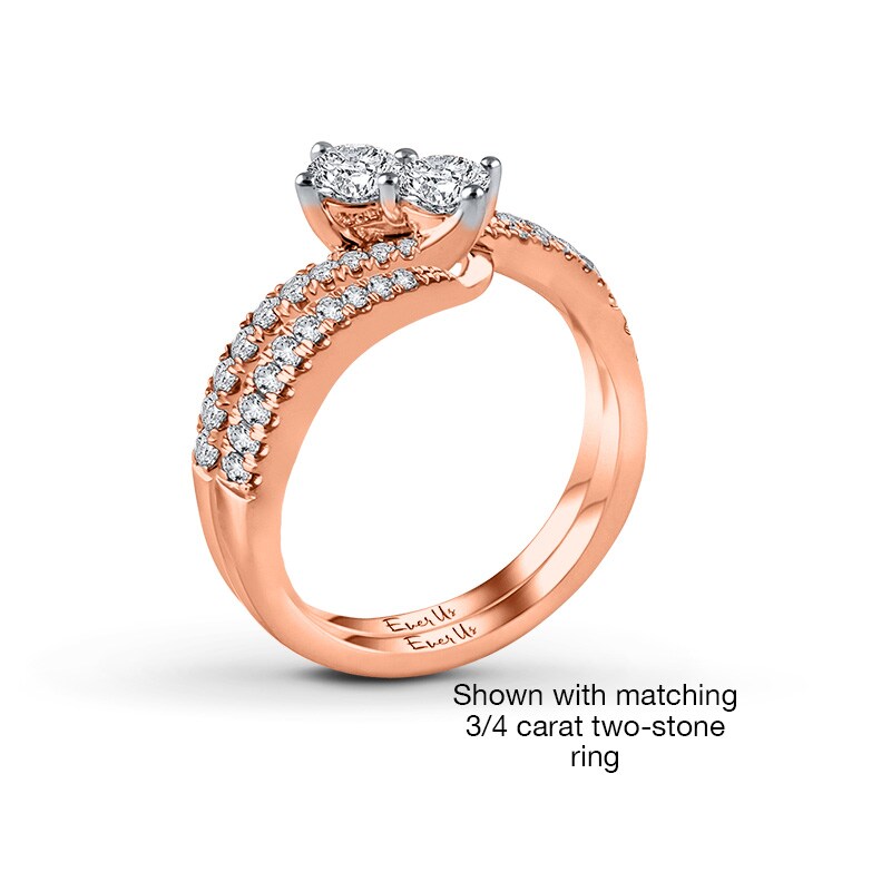 Main Image 3 of Ever Us™ 1/8 CT. T.W. Diamond Contour Band in 14K Rose Gold