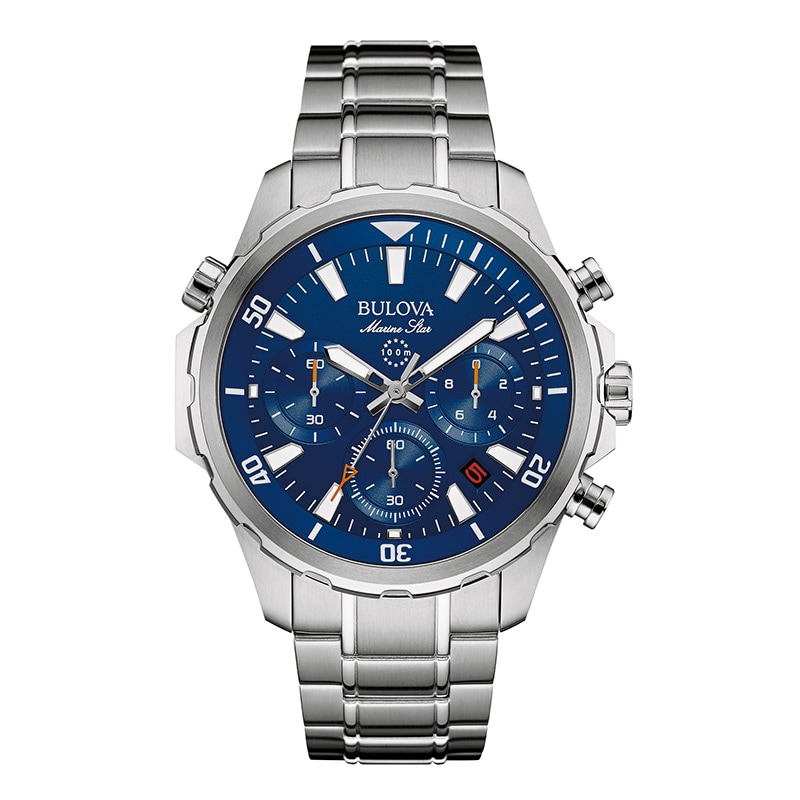 Men's Bulova Marine Star Chronograph Watch with Blue Dial (Model: 96B256)
