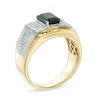 Thumbnail Image 1 of Men's Octagonal Black Sapphire and 1/4 CT. T.W. Diamond Ring in 10K Two-Tone Gold