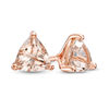 Thumbnail Image 1 of 5.0mm Trillion-Cut Morganite Solitaire Stud Earrings in 10K Rose Gold