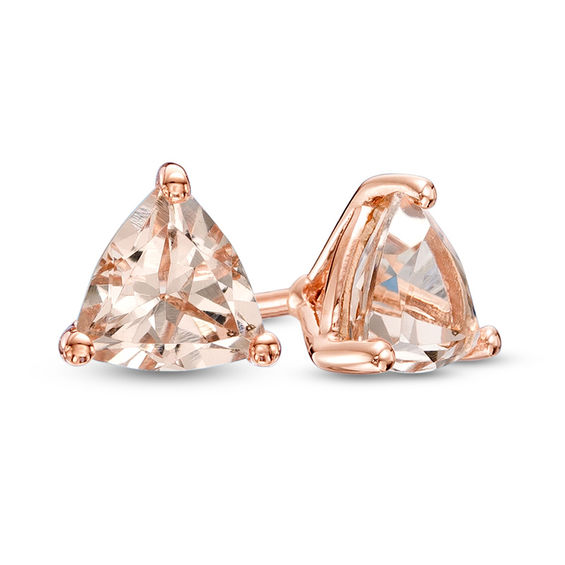 5.0mm Trillion Cut Morganite Solitaire Stud Earrings in 10K Rose Gold Zales Outlet