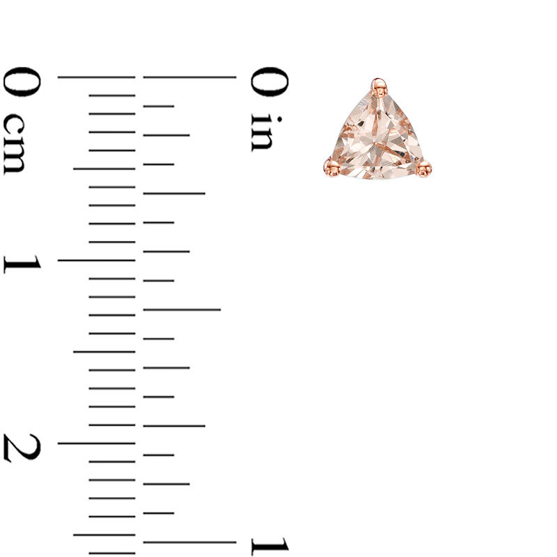Main Image 2 of 5.0mm Trillion-Cut Morganite Solitaire Stud Earrings in 10K Rose Gold