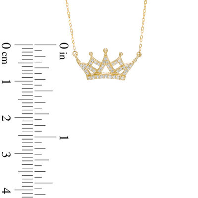 1/8 CT. T.W. Diamond Crown Necklace in 10K Gold - 16.5" 1/8 CT. T.W. Diamond Crown Necklace in 10K Gold - 16.5"