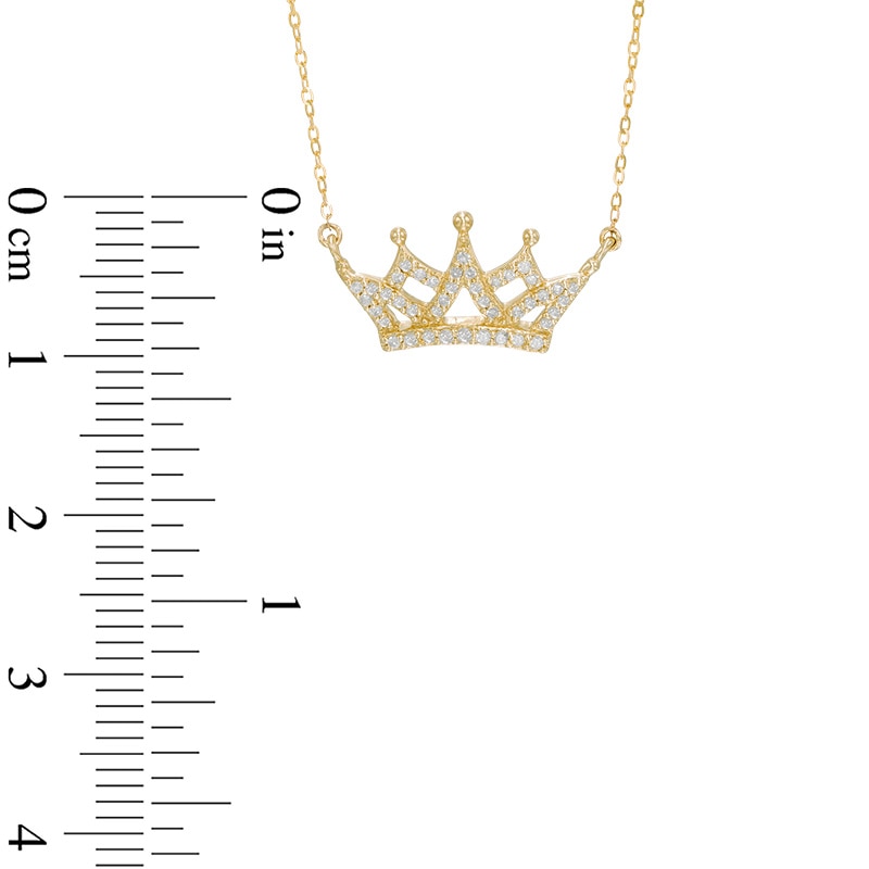 Main Image 2 of 1/8 CT. T.W. Diamond Crown Necklace in 10K Gold - 16.5"