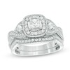 Thumbnail Image 1 of 1 CT. T.W. Princess-Cut Diamond Frame Vintage-Style Bridal Set in 14K White Gold