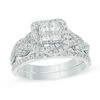 Thumbnail Image 0 of 1 CT. T.W. Princess-Cut Quad Diamond Braid Bridal Set in 14K White Gold
