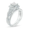Thumbnail Image 1 of 1 CT. T.W. Princess-Cut Quad Diamond Braid Bridal Set in 14K White Gold