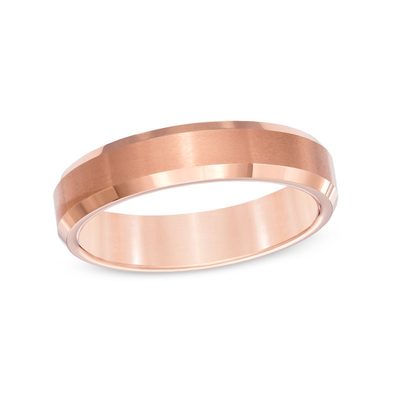 Men's 5.0mm Comfort Fit Rose Tungsten Wedding Band - Size 10