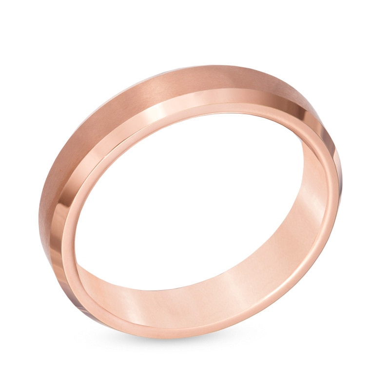 Men's 5.0mm Comfort Fit Rose Tungsten Wedding Band - Size 10