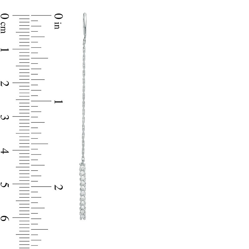 Main Image 2 of Lab-Created White Sapphire Bar Threader Drop Earrings in Sterling Silver